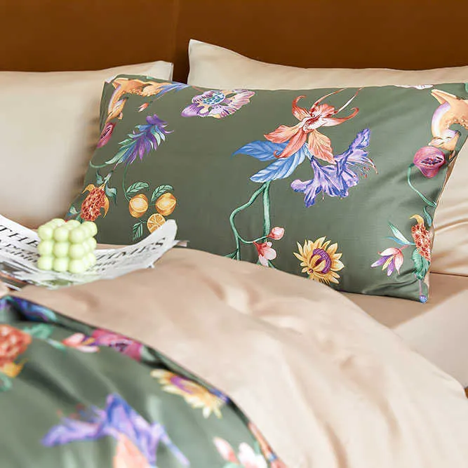 Svetanya bohème pastorale feuilles florales ensemble de housse de couette luxe coton égyptien linge de lit reine taille literie drap housse 210615
