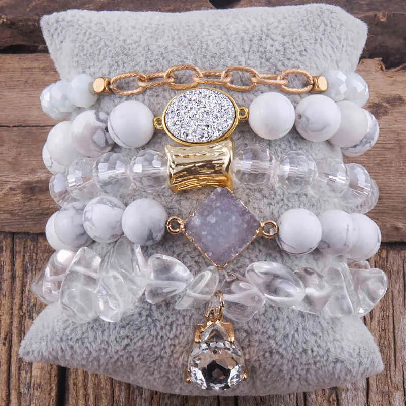 Rh Mode Boho Perlen Schmuck Zubehör Multi 5 stapel Stapel Armband Armreif Sets Für Frauen Geschenk