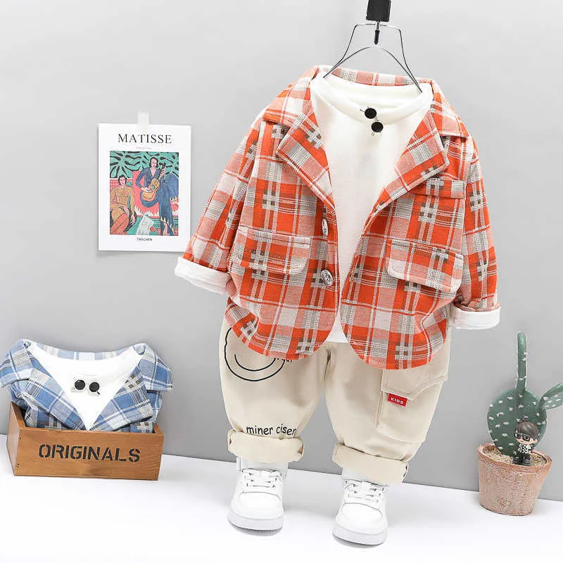 0-4 Jahre Frühling Junge Kleidung Set Casual Cartoon Aktive Mantel + T-shirt + Hose Kind Kinder Baby Kleinkind kleidung 210615