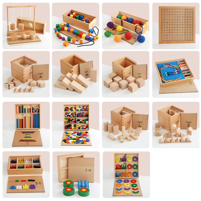 Materiais de brinquedo de madeira montsori 15 em 1gam quebra-cabeça de madeira brinquedos educativos Froebel para crianças educacionais6588235271Z