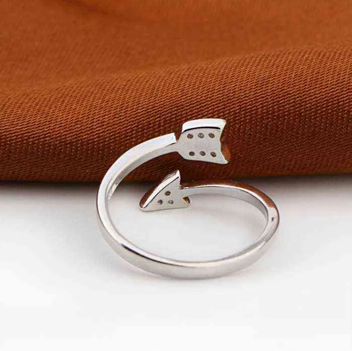 Anéis de animal dos desenhos animados Anéis de gato para mulheres cor de prata de jóias moda seta de cristal abertura anéis de abertura acessórios anillos mujer g1225