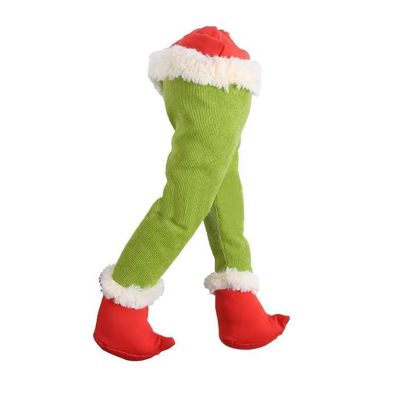 泥棒のクリスマスツリーの装飾グリンチ盗むぬいぐるみエルフの足の面白い贈り物の装飾品2109108414401