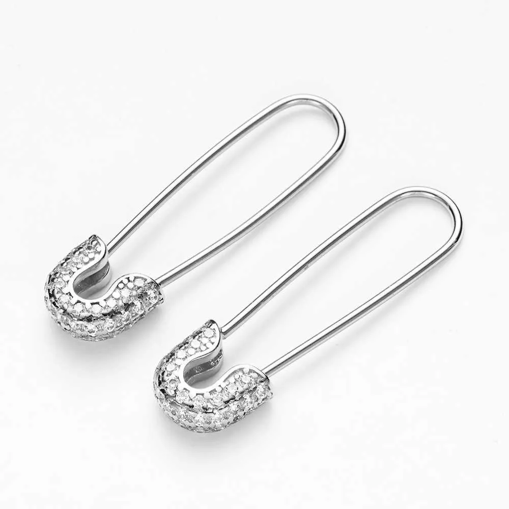 Kleine Sicherheitsnadelstollen 925 Sterling -Silberohrringe für Frauen Unisex Ohrpiercing Ohrringe Zirkon feinen Schmuck Geschenk Y1010294d3837653