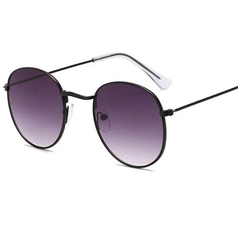Solglasögon sommarröd runda kvinnors tonade lins små solglasögon klassiska vintage cirkel nyanser för män uv400 oculos256i