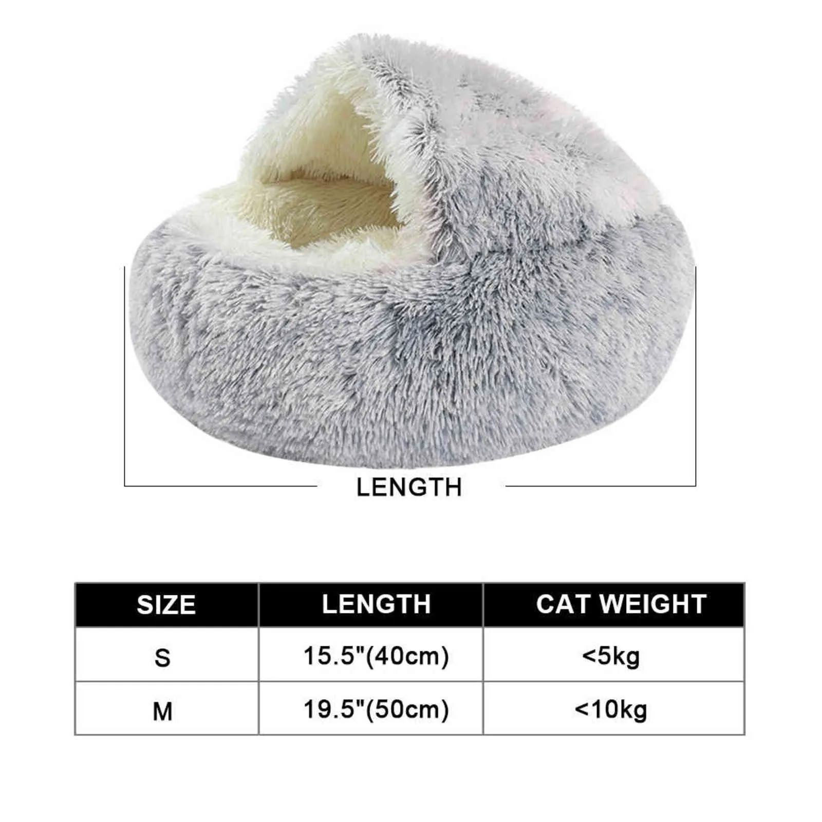 Warm Dog Cat Bed Round Long Plush Cat's House Cave Pet Kitten Cushion Basket Sleepping Mat for Cats Small Chihuahua Nest 211111