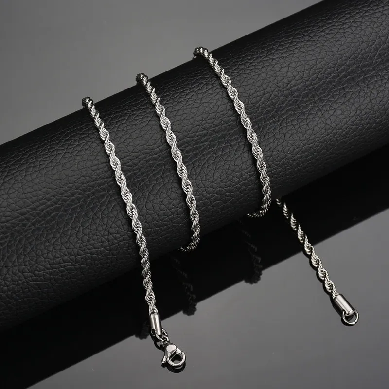 Хип-хоп Крутое дизайнерское ожерелье для женщин, мужское ожерелье, цепочки из веревки из нержавеющей стали, золото, серебро, черный, южноамериканский Necklac276e