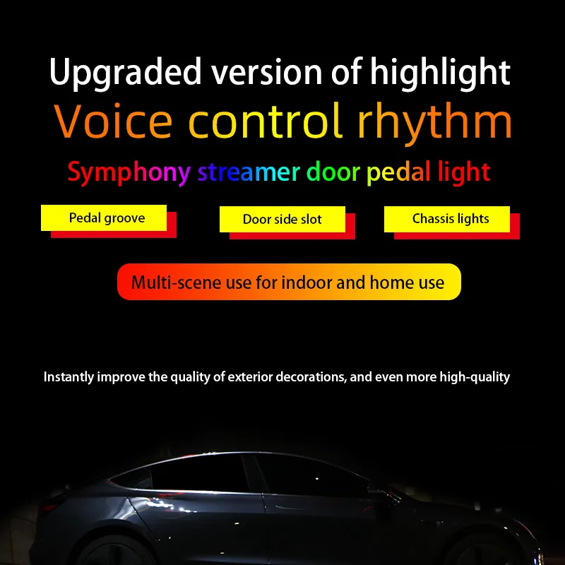 カラフルな車のドアアンビエントライト LED ストリップライトペダル雰囲気点滅ライト Bluetooth アプリリモート音楽制御 DIY 自動車内装外装装飾ランプ