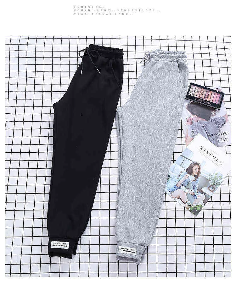 Sports pants women sweat loose patchwork Korean harem plus size beam feet casual pocket high waist trousers 211216