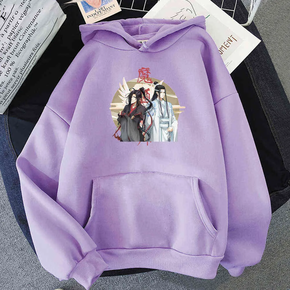 Harajuku Hoodies Femmes Surdimensionné Chine Style À Manches Longues Wei Wu Xian Lan Wang Ji Anime Imprimer Automne Mode Pull Sweats Y0820