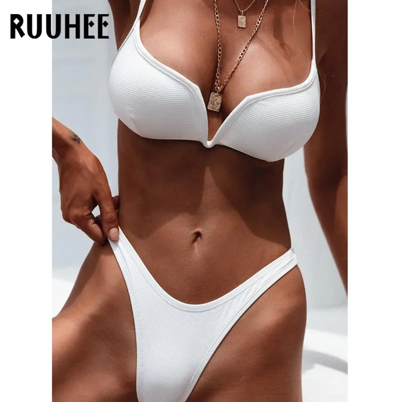 Bikinis Set Ruuhee Bikini badkläder baddräkt Kvinnor baddräkt Push Up Sexy Brasilian 2021 Underwire Female Beach Wear Biquinis2585