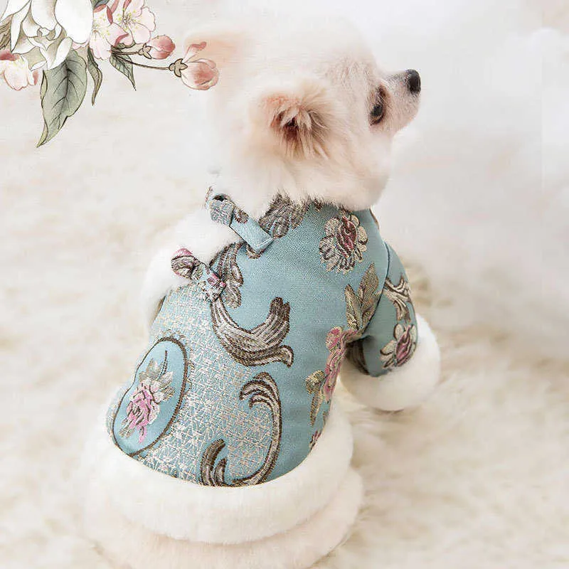 År hund kläder kinesisk vårfestival hund kappa tang kostym katt doggie valp liten hund kostym outfit husdjur dropship 211007