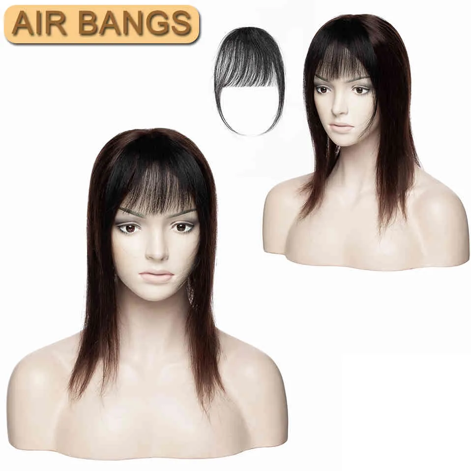 S-noilite Thin Fringe 3g Air con patillas Clip en extensiones humanas pinzas para el cabello flequillo frontal para mujeres