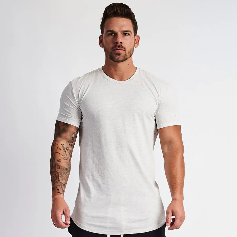 Muscleguys New Plain Clothing fitness t shirt men O-neck t-shirt cotton bodybuilding tee shirts slim fit tops gyms tshirt Homme 210315