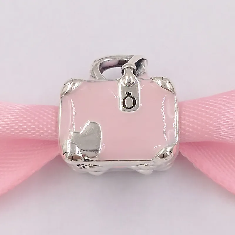 Brautschmuckset aus 925er Sterlingsilber für die Hochzeit, Herstellungsset von Pandora, rosa Reisetasche, DIY-Charme-Armband, Teenager-Mädchen, Geschenke, Damenkette, Perlenkette 798063EN124