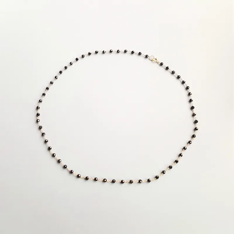 LII JI Genuine Black Spinel 3mm 925 Sterling Silver Chapado en oro Cuello delicado 45 cm para el regalo