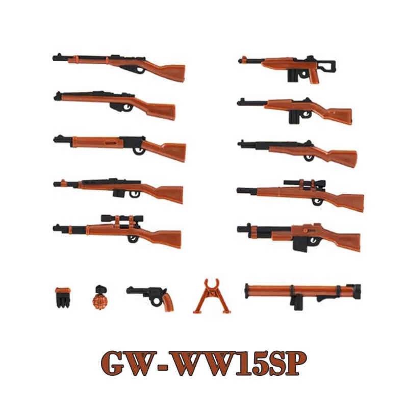 WW2 البنادق kar98k ppsh41 mp40 بندقية diy سلاح الجندي العسكرية الشكل playmobil نموذج بناء كتلة الطوب الأطفال طفل هدية اللعب Y1130