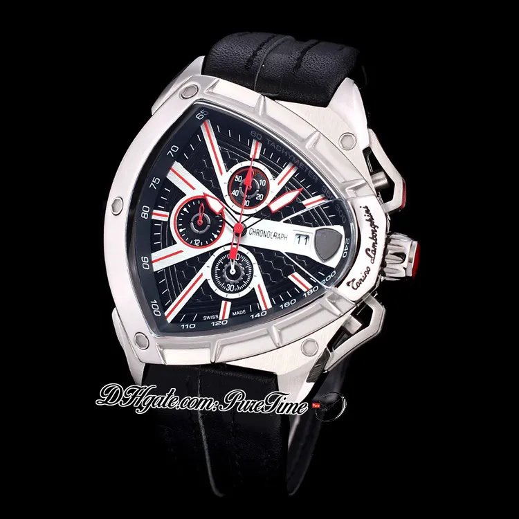 2021 NYT TONINO SPORT BIL Cattle Swiss Quartz Chronograph Mens Titta på två ton PVD Black Dial Dynamic Sports Red Leather Puretime 239n