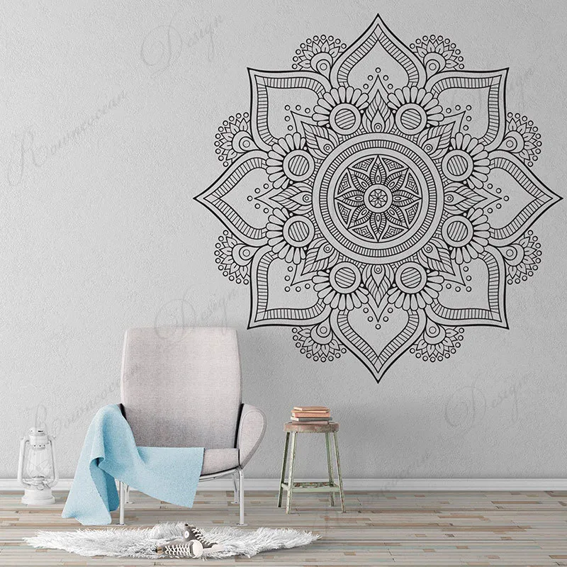 Creative Design Mandala Wall Sticker Vinyle Art Home Decor Salon Chambre Tête de lit Décoration Stickers Amovible Mural 4089 210308