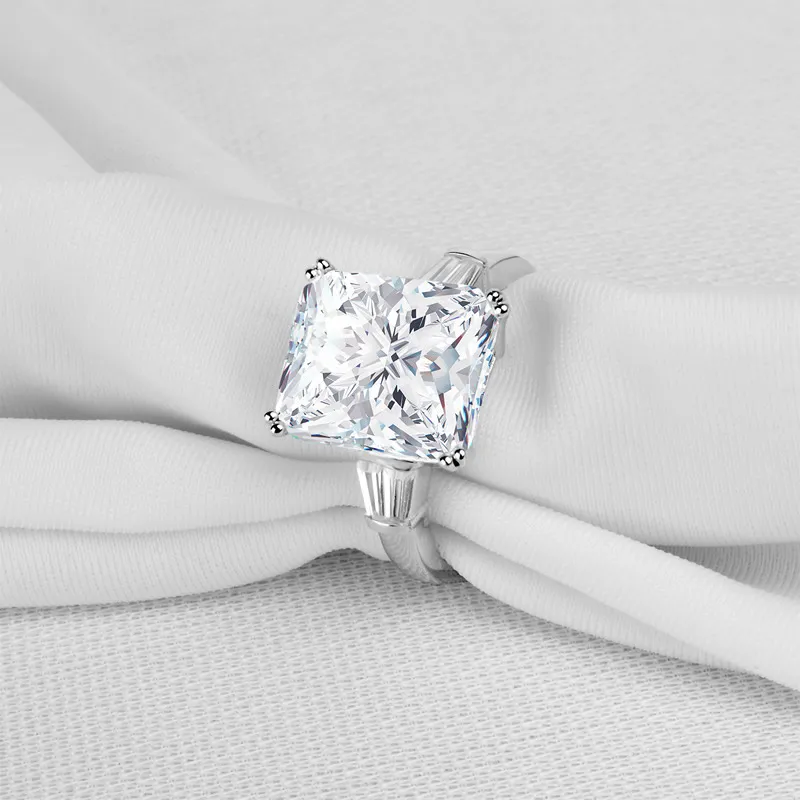 LESF Fashion Engagement Ring 5 Carat Superior Grade Sona Diamond Bridal 925 Sterling Silver Women Rings Gift