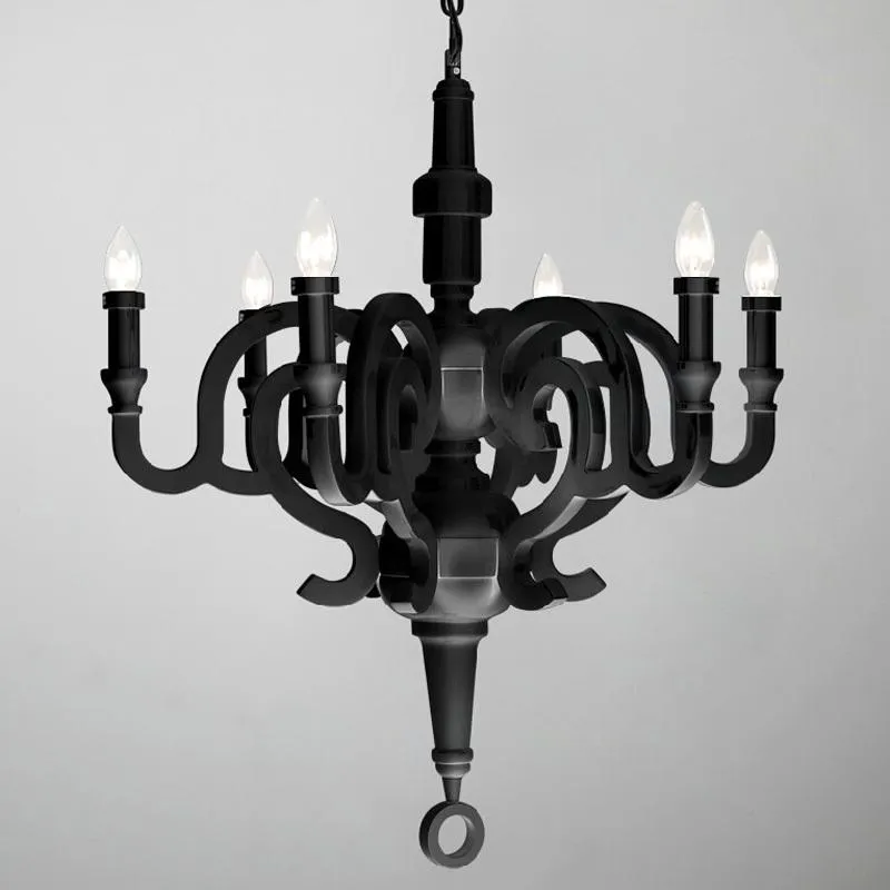 Ecolight Modern Wood Chandeliers 5または6 Lights e14白または黒い絵画生きているシャンデリアライトランプ照明219U