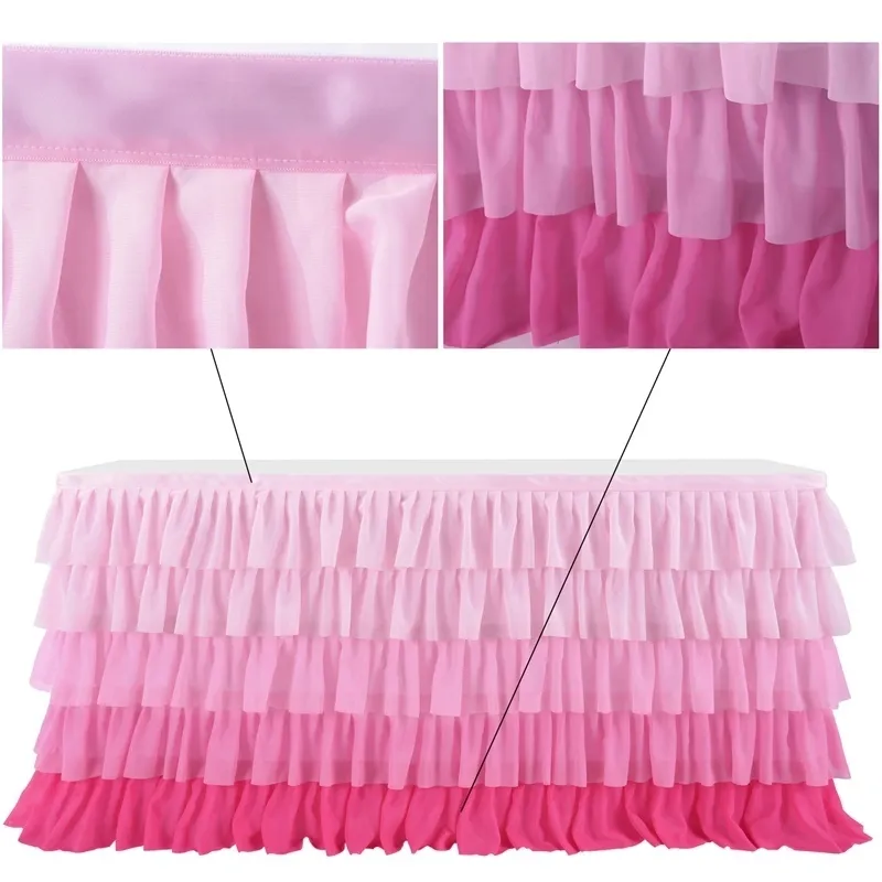 5 couches Tulle Table Jupe Tutu Table Jupes Baby Shower Fête d'anniversaire Table Jupes pour Banquet Mariage Hôtel Décoration Y200421