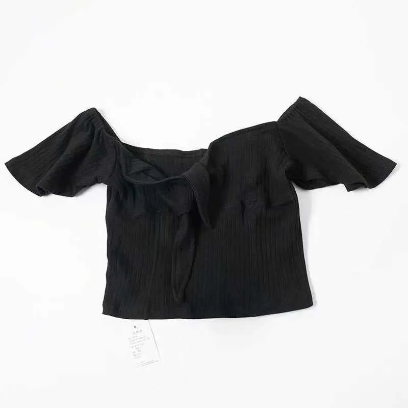 T-shirt manica corta con fiocco e fiocco da donna estiva Top elastica slim ampia con scollo a V Top sexy QER5 210603