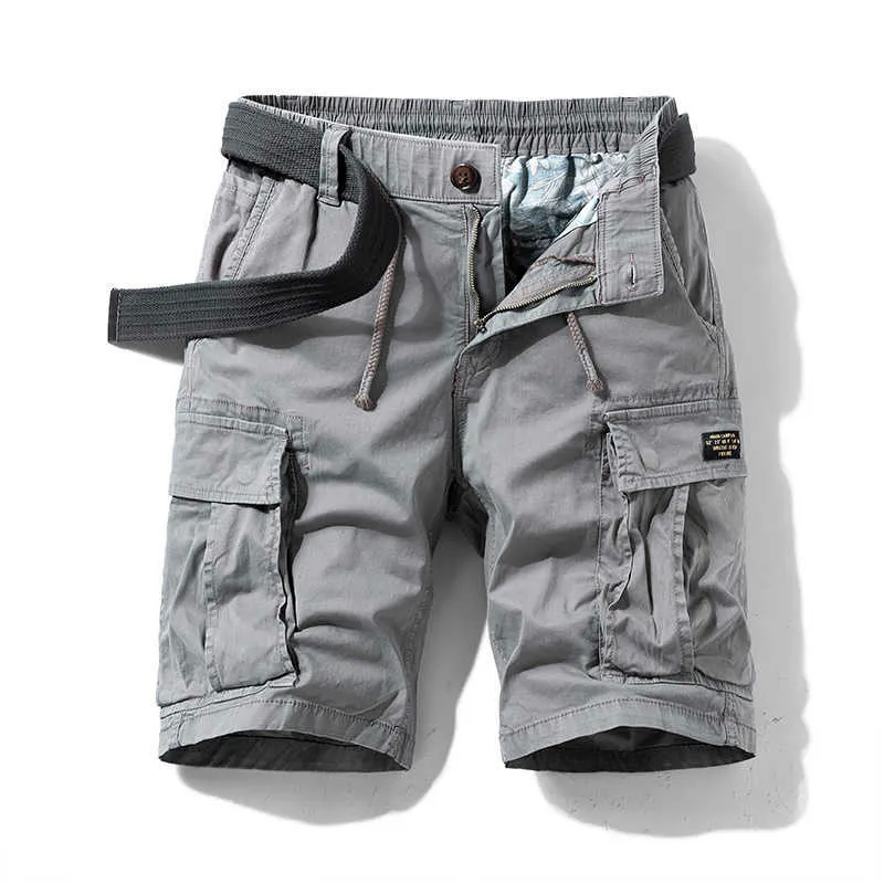 Pantaloncini dell'esercito degli uomini di estate Pantaloncini multitasche multitasche di alta qualità Tasca cargo in puro cotone Moda Escursionismo casual Allentato 210806