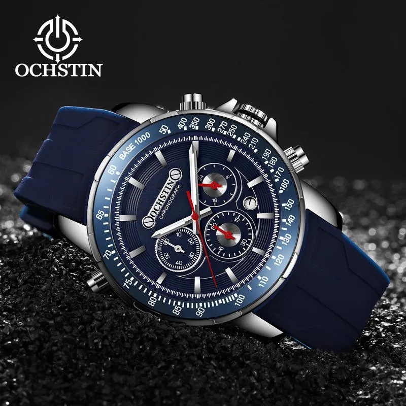 Bilek saatleri Ochstin Man kol saati kronograf spor erkekleri askeri orduyu izle en iyi mavi lastik bant klasik erkek saat hediyesi 6125260e