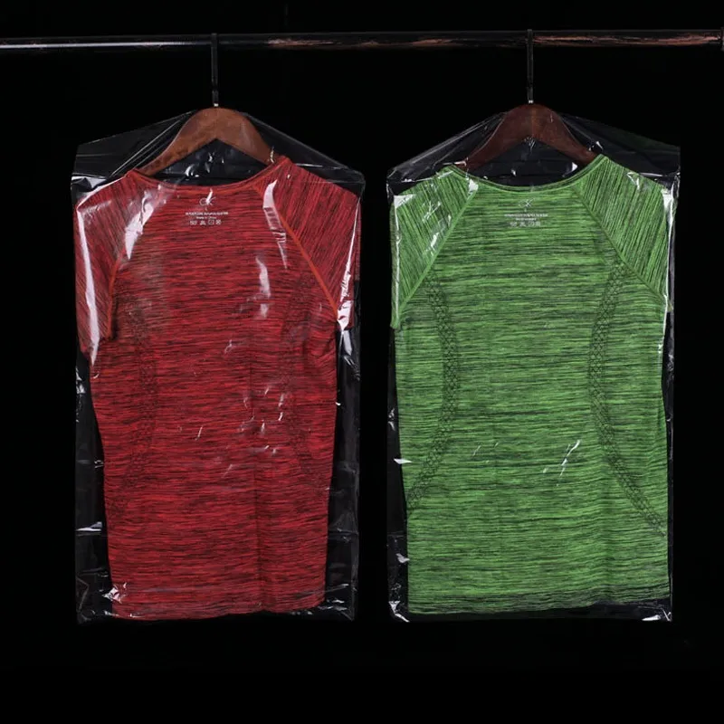 500 unids/lote de cubierta antipolvo transparente de plástico desechable para colgar ropa, bolsa de almacenamiento de bolsillo, ropa colgante para armario