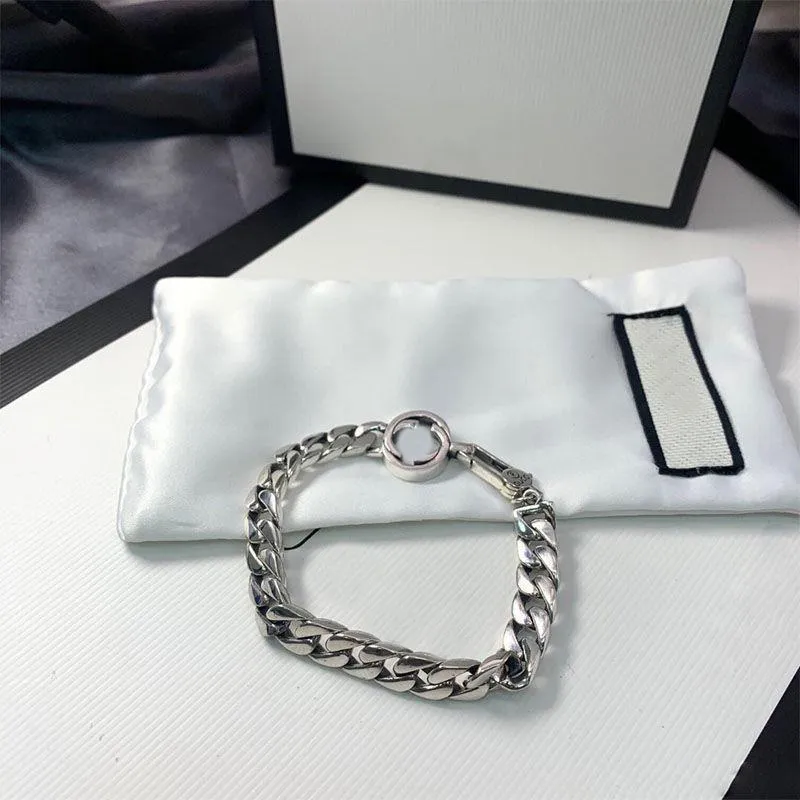 Bracciale in argento sterling 925 Braccialetti di design unisex Lusso Cool Boy G Moda Uomo Donna Uomo Catena Regalo Coppia Bracciali D21091279x