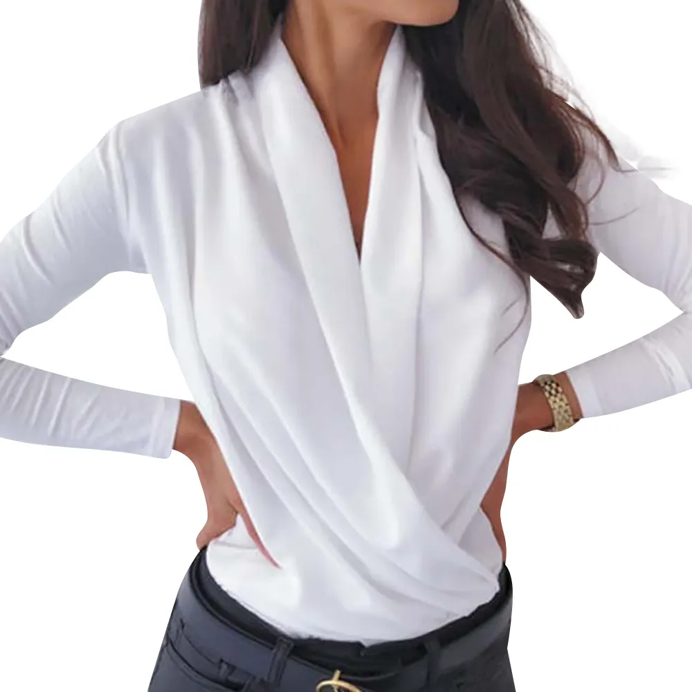 Cross v Seck Office Ladies Blouses Рубашки с длинным рукавом осень зима женщина белая блузка сексуальная вечеринка мешковатые рубашки женские блузки топ 21302