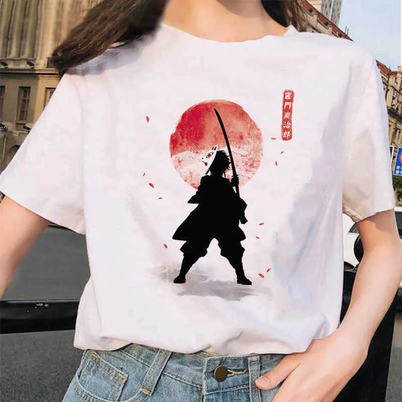 شيطان القاتل تي شيرت المرأة جرافيك الشارع الشهير شيرت كيميرسو لا yaiba الملابس اليابانية أنثى أنيمي تي شيرت الأعلى المحملات x0527