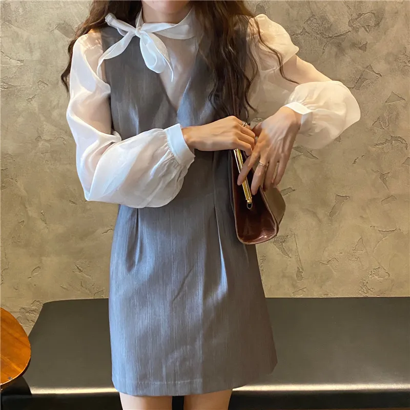 White Loose Fashion Chic Elegant Office Lady Shirts+ High Quality Sexy Mini Skirts Two Piece Sets Suits 210525