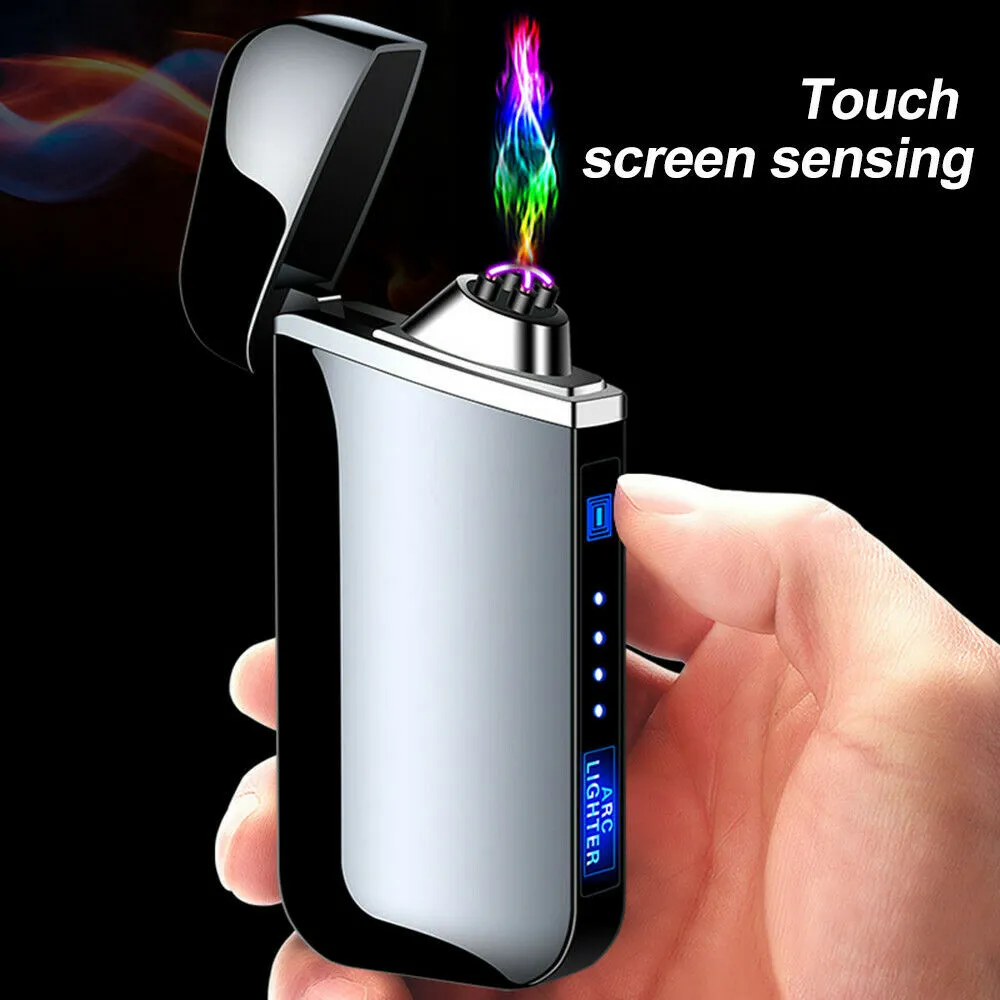 2021 Ny Cigarette Tändare Dual Arc Electric USB Lighter Rechargeable Plasma Vindskyddad Flamlös Ligger Utomhus Vindskyddad Tändare