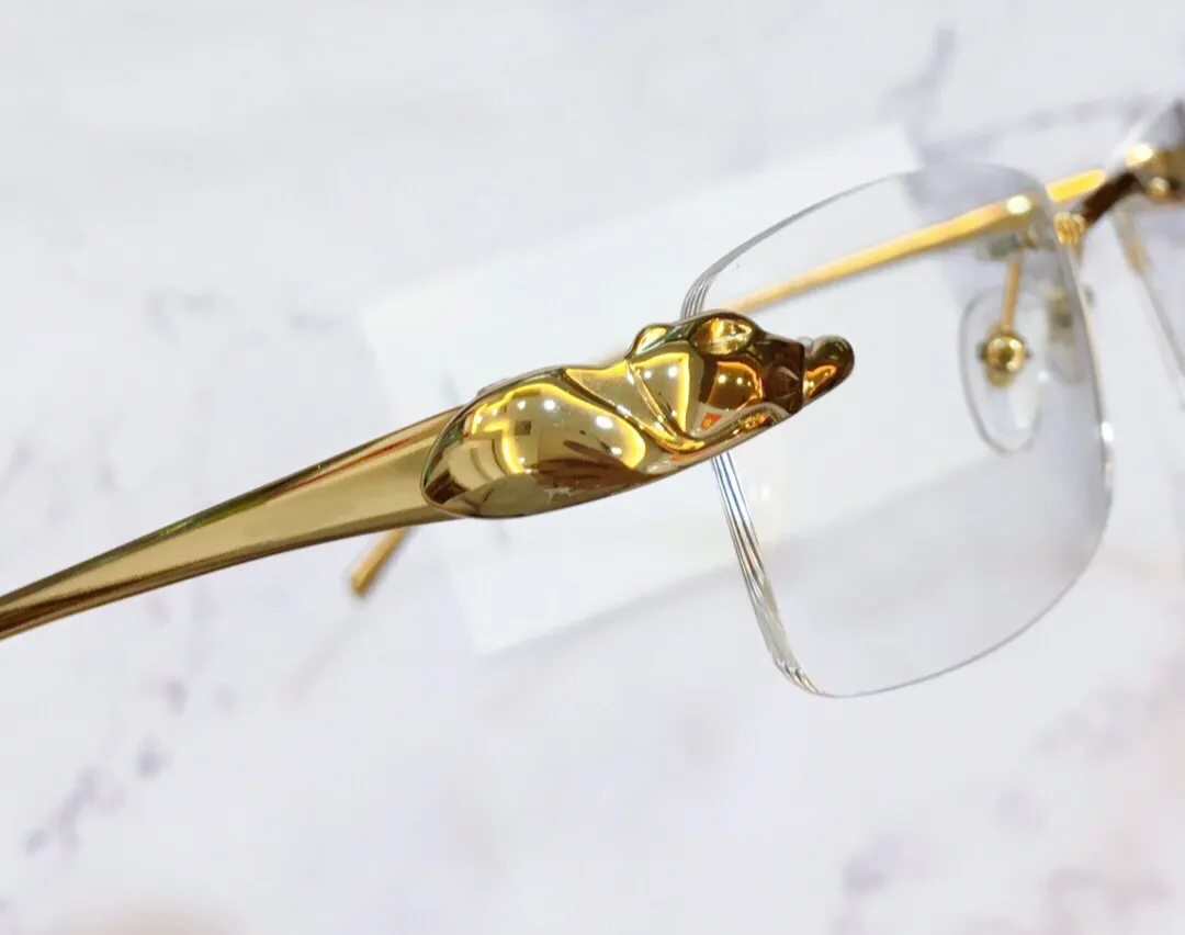 Glasögon kantlösa ramar optiska glasögon metall ramlösa ögoneglasse guldram klar lins för män mode solglasögon ram med bo257w
