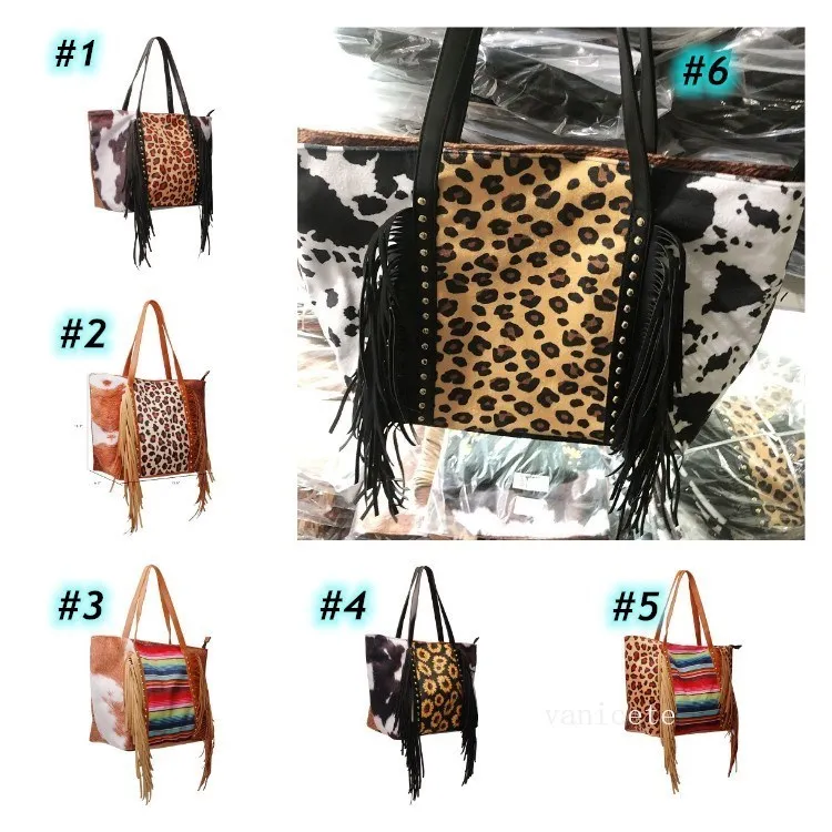 Leopar Saçak Messenger Çanta Çizgili Patchwork Püskül Crossbody Çanta Kadın Hippi Püsküller Ayçiçeği Çanta Saklama Torbaları Deniz T2I52818