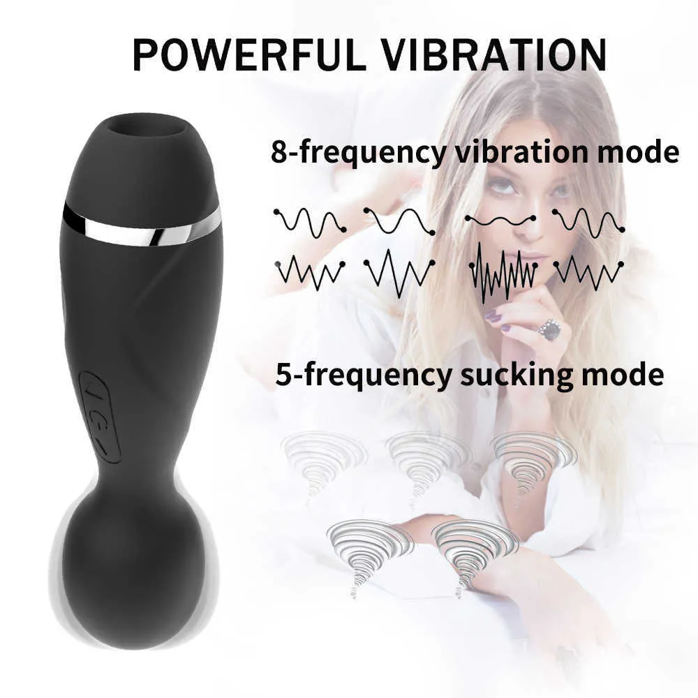 Articles de massage Masturbateur féminin 8 vibrants + 5 modes de succion Stimulateur de clitoris Gode AV Bâton Vibromasseur Vagin Jouets sexy pour femmes