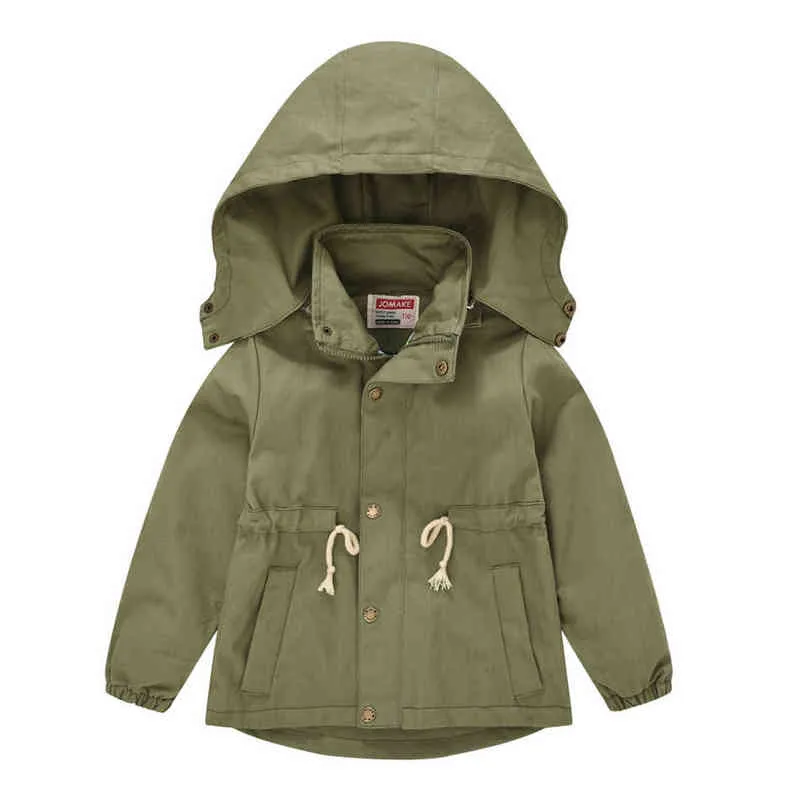 Coupe-vent solide de mode pour garçon fille style anglais enfants vestes à capuche à fermeture éclair vêtements d'extérieur pour enfants 3-10 ans 211204