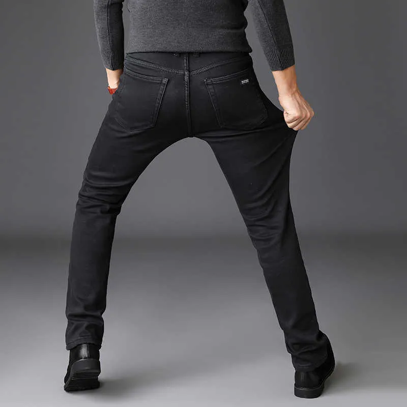 Noir Gris Marques Jeans Pantalons Hommes Vêtements Élasticité Skinny Jeans Business Casual Mâle Denim Slim Pantalon Style Classique 210622