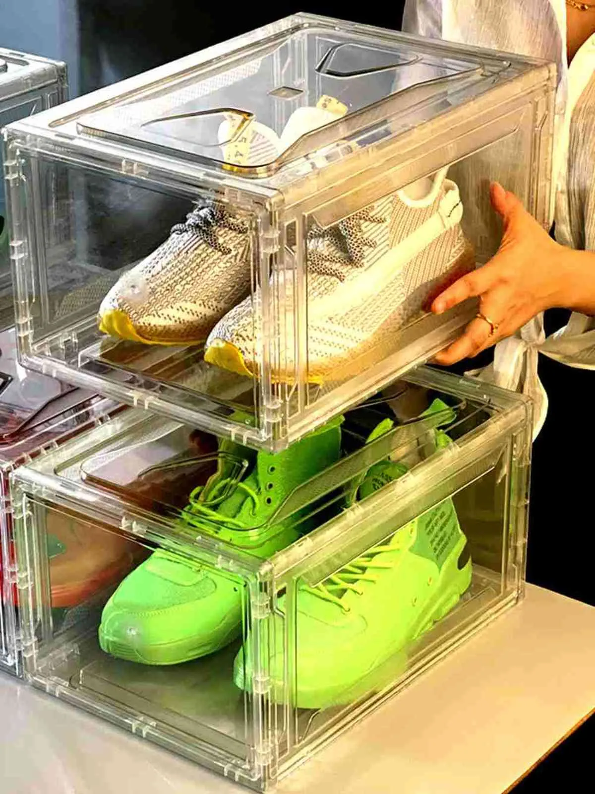 مضادات الأكسدة مربع الأحذية HD Sneaker Dustproof أكريليك التخزين الرياضي منظم المتجر STORE RACK PRODUCTS2468