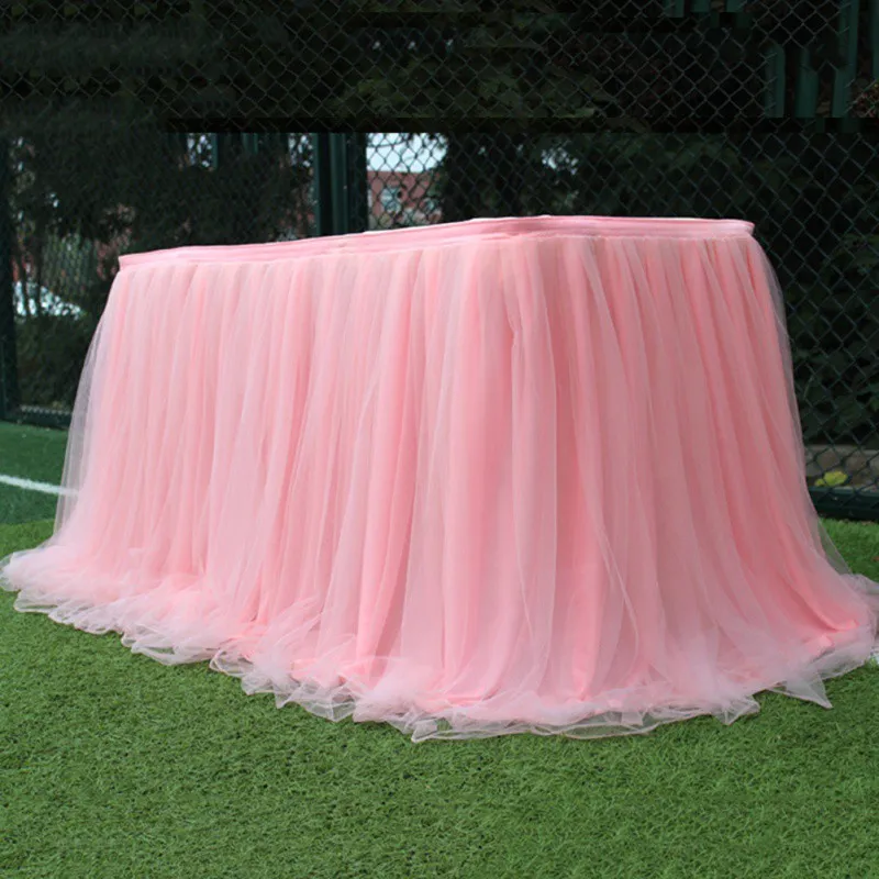 Table Cloths Skirt Elastic Mesh Tulle Tableware Tablecloth For Wedding Party Table Decoration Home Textile Accessories