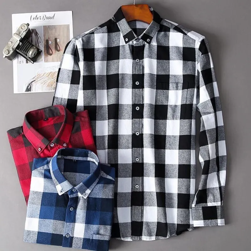 Chemises décontractées pour hommes Chemise en coton à carreaux pour hommes Blouses pour hommes à manches longues Chemise d'affaires formelle Vêtements 220920