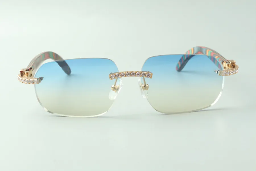 Direct s Endless Diamond Solglasögon 3524024 med påfågel trätemples Designer Glasögon Storlek 18-135 MM233L