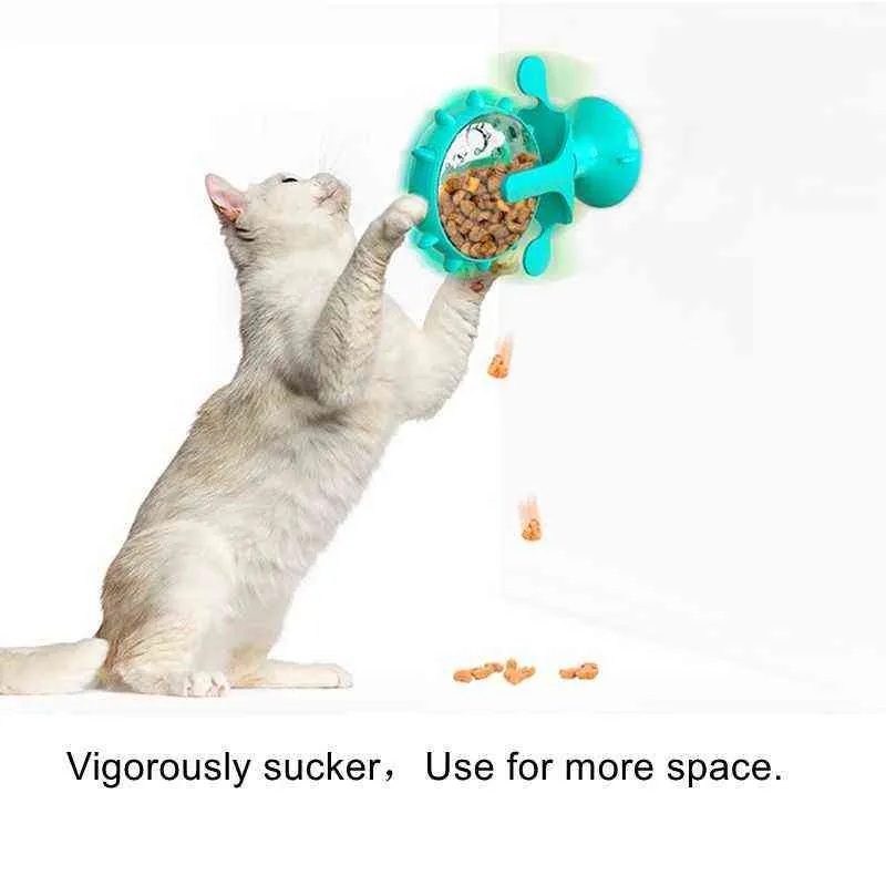 Divertente giradischi gatti giocattolo animali domestici mulino a vento perdite di cibo secchio esercizio di allenamento divertente intelligenza artificiale con ventosa 211122