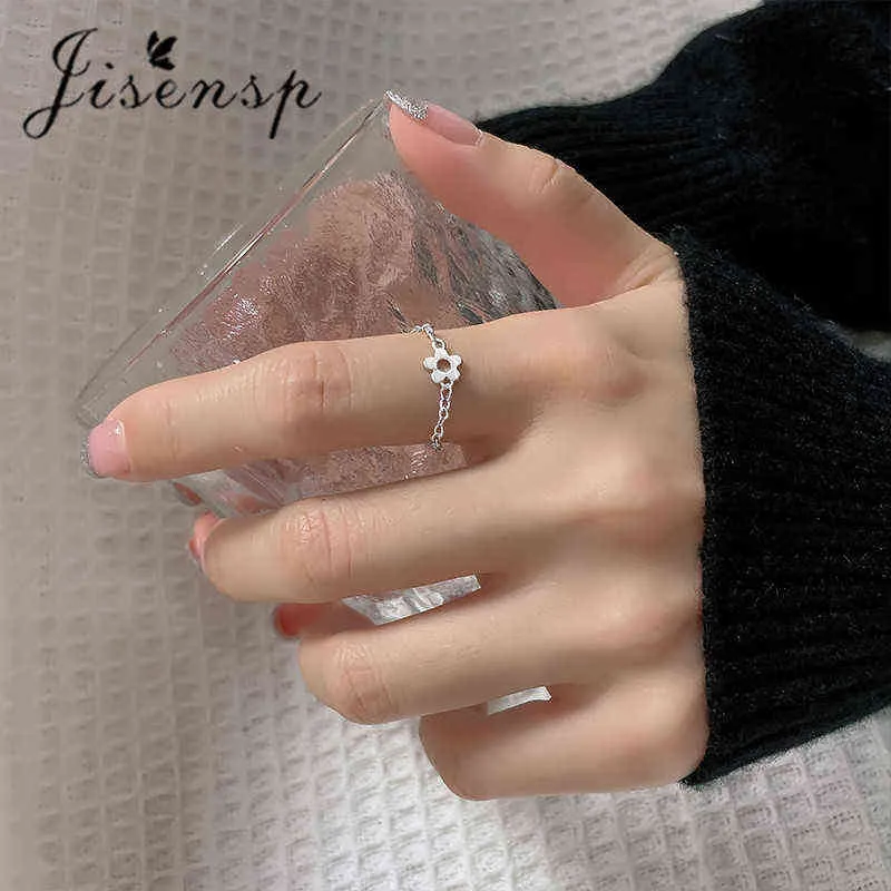 Jisensp Koreanische Mode Finger Ringe Geometrische Kette Quaste Einstellbare Ringe für Frauen Mädchen Alltäglichen Schmuck Geschenk Bijoux Femme G1125