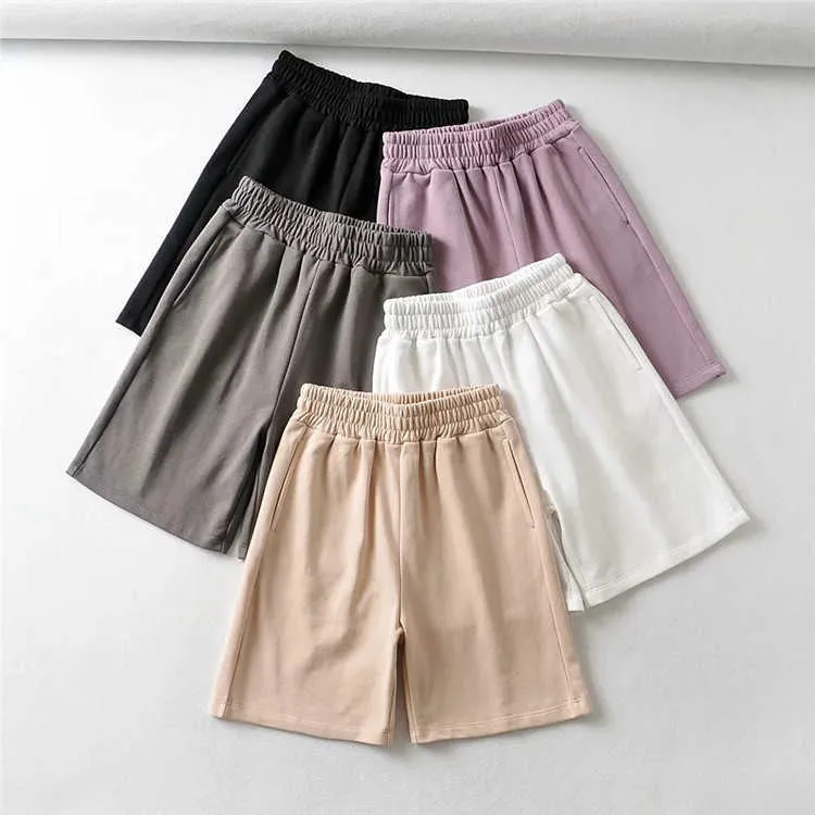 Summer Women Casual Shorts SHORTS Plus Size Rowerzysta Bawełna Elastyczne Wysokie Piężone Krótkie Spodnie Streetwear Koreański Sexy 210719