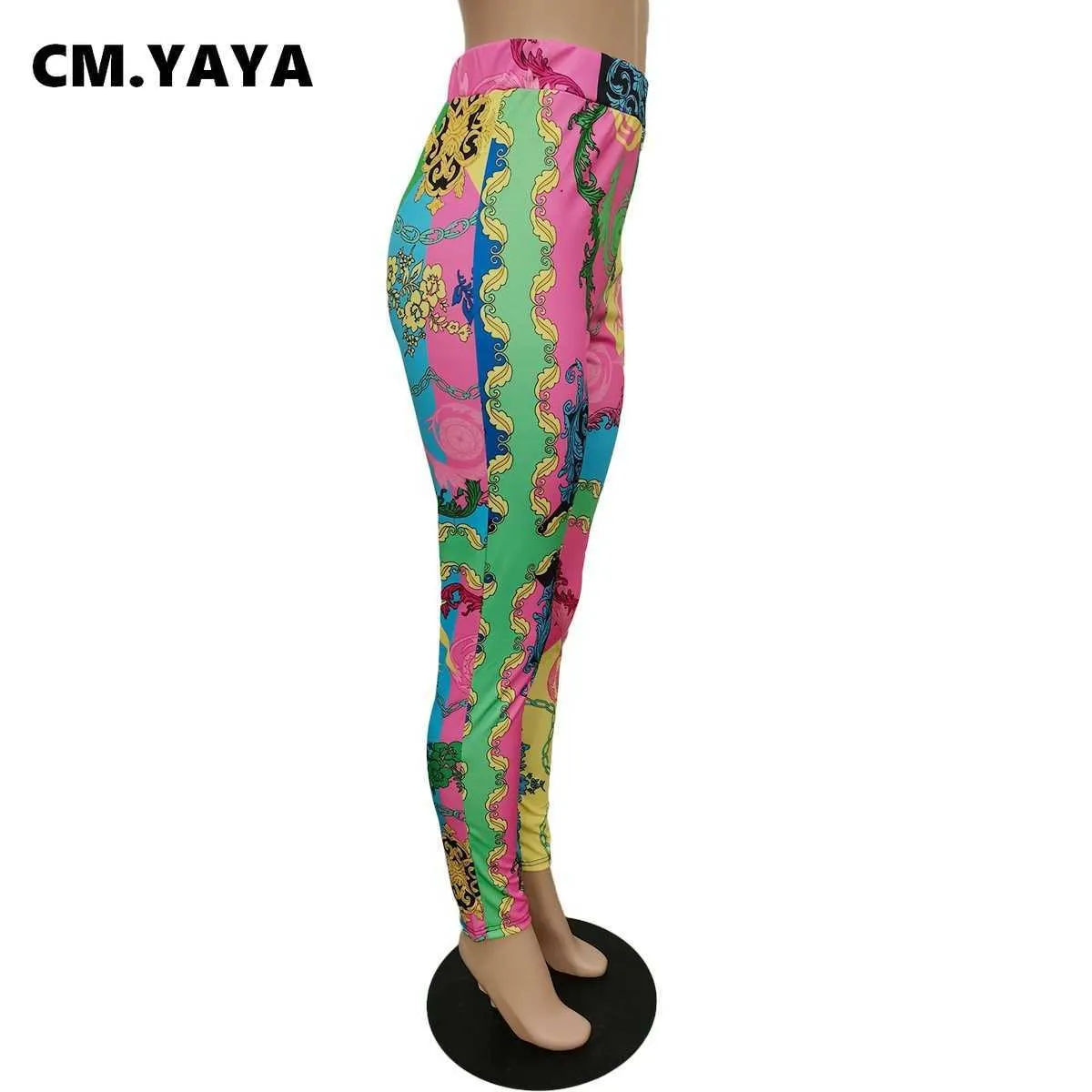 CM.YAYA Paisley Imprimer Taille haute Bodycon Crayon Pantalon pour femmes Streetwear Legging Mode Active Skinny Pantalon 210925