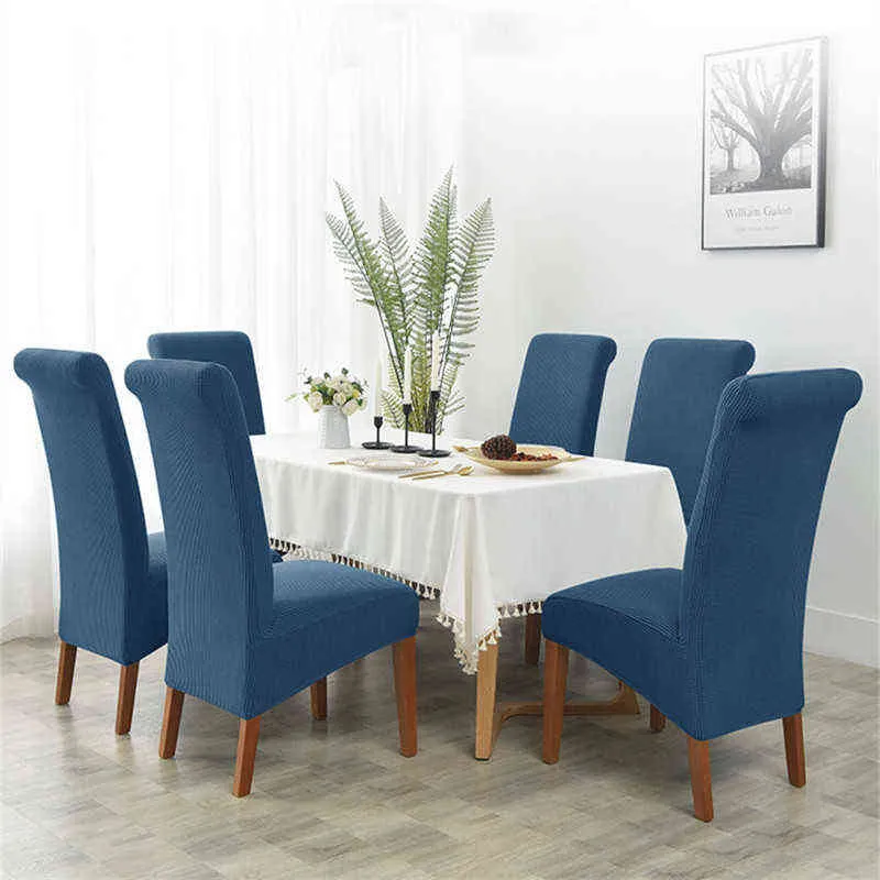 Grande XL Jacquard Cadeira de Jantar Stretch Spandex Elastic Long Back Slipcover Case para Cozinha Banquete S 211116