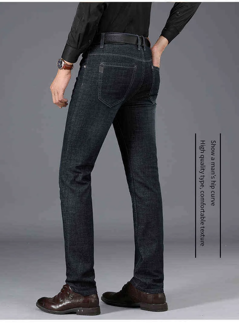 Sulee varumärke jeans exklusiv design berömd avslappnad denim jeans män rakt smal mitten midja stretch män jeans vaqueros hombre 211206