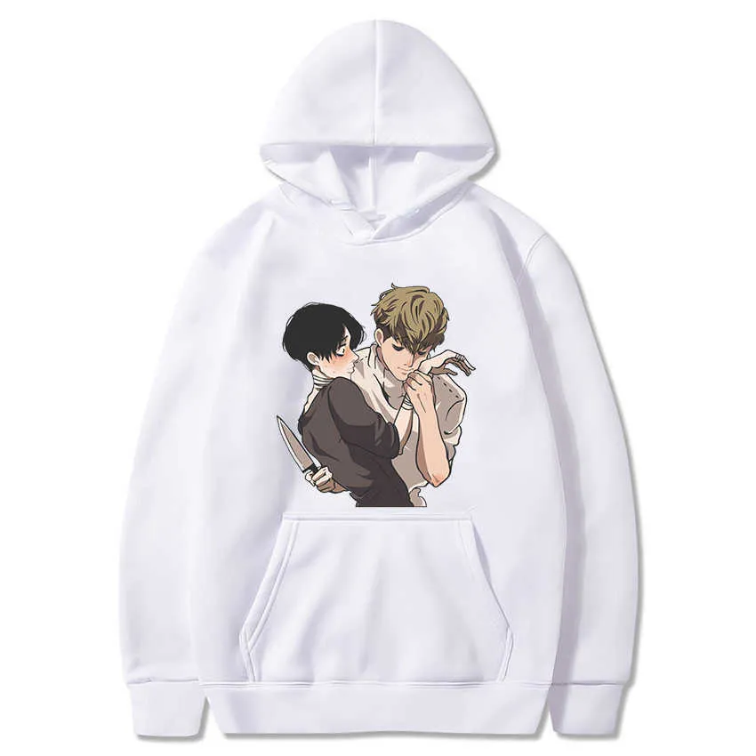 Yaoi Anime Tuer Stassant Sangwoo Bum Manga Manga Print Sweats à Hoodies Dessin animé Dessin animé Hiver Mode Casual Sweat-shirt G1019